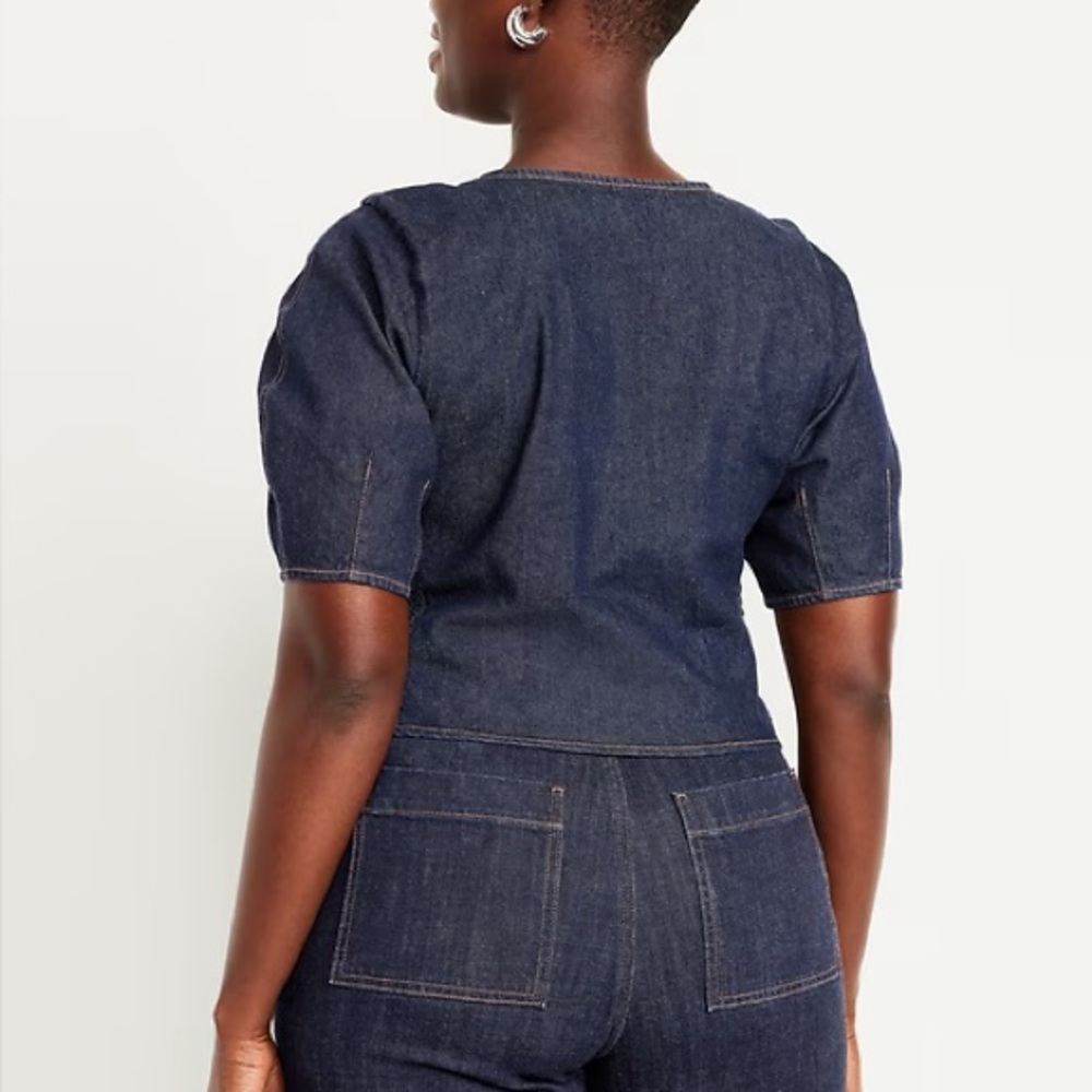 OLD NAVY Square-Neck Denim Cropped Top Size XL NEW - Picture 13 of 15
